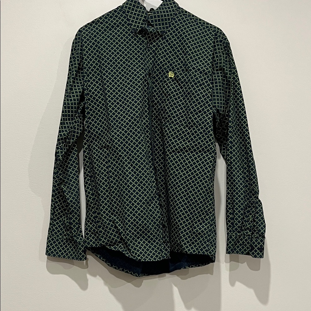 Cinch Men's Green Patterned Shirt